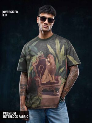 loin print tee Royal Roar Oversized Graphic T-Shirt
