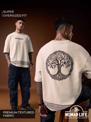 tree printed tee Nomad Tree Oversized Textured T-Shirt – Off White