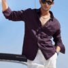 Premium Linen Blend Casual Shirt – Deep Plum